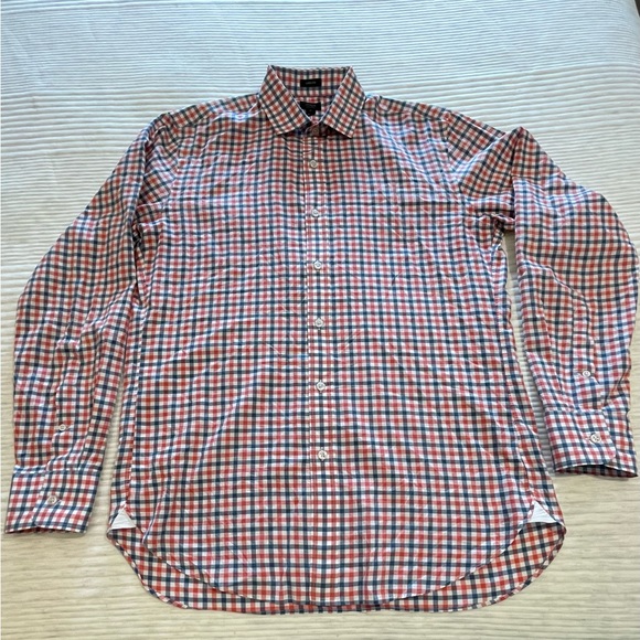 J.Crew Medium Slim Oxford Shirt Red, Blue, White 100% Cotton Casual Button Dow - Picture 3 of 10